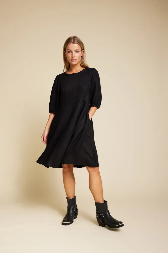 New Saint Linen Dress Black Line Of Oslo - D UNIKE!